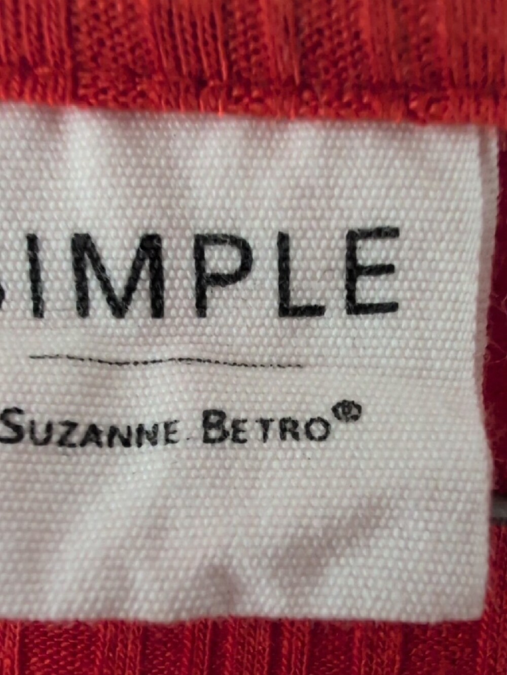 Simple Red Ribbed Button-Shoulder Top - Picture 3 of 3